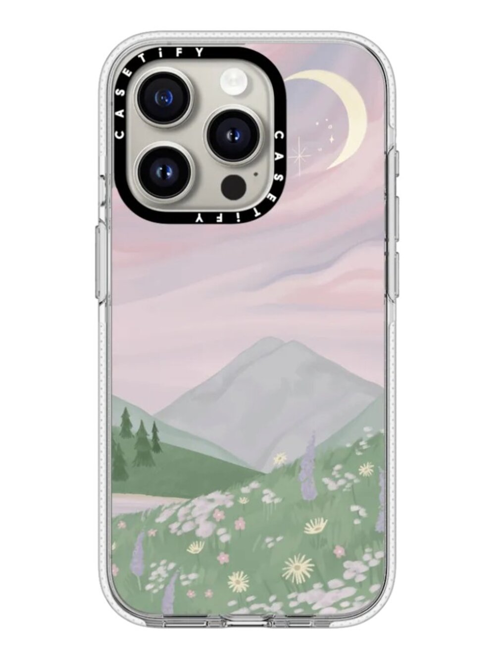 Casetify IPhone 15 Pro Impact Clear Case MagSafe Compatible Twilight Mountains
